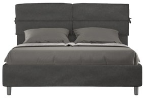 Letto Matrimoniale rivestito in Microfibra - NANDY Tipologia Letto: Senza Rete, Dimensione Rete: 160x210, Colore: Grigio