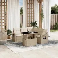 Set Divano da Giardino 6 pz con Cuscini Beige in Polyrattan 3267898