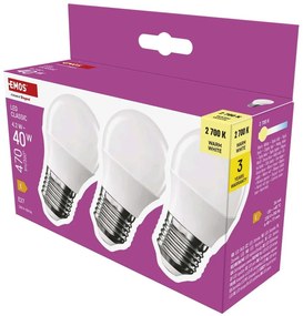 Lampadine LED bianco caldo in set di 3 pezzi E27, 4 W - EMOS