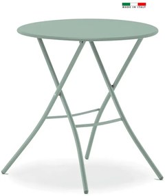 Tavolo da pranzo per giardino pieghevole Gaia FIAM struttura e superficie in acciaio verde per 2 persone ø 67 cm
