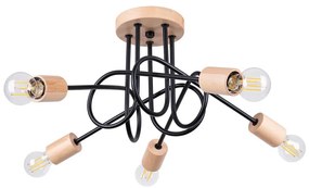 Sollux SL.1478 - Lampadario a plafone EMBER 5xE27/15W/230V nero/beige/faggio