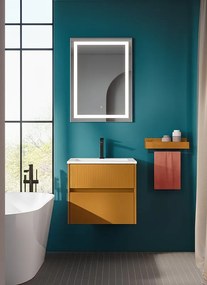 Mobile da bagno sotto lavabo Niwa beige laccato opaco L 59.5 x H 50 x P 45.5 cm 2 cassetti, lavabo non incluso