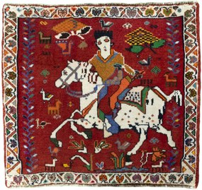 Shiraz Tappeto 60 x 60 Rosso (Iran) Annodato A Mano