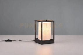 Ross lampada da tavolo struttura metallo nero paralume tortora h. 22cm