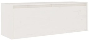 Pensile bianco 100x30x35 cm in legno massello di pino