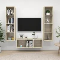 Set Porta TV 3 pz Rovere Sonoma in Truciolato 3079757