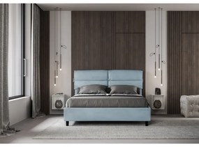 Letto matrimoniale e rete 160x190 in microfibra azzurro Nandy