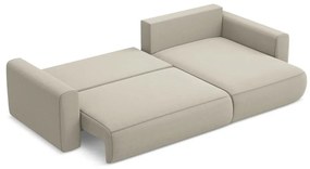 Divano angolare beige allungabile/con contenitore (con penisola a destra/con chaise lounge) con rivestimento in velluto Kapua – Makamii