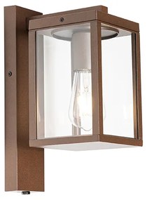 Lanterna da parete per esterni marrone ruggine IP44 con sensore crepuscolare - Charlois