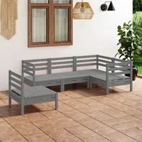 Set Salotto da Giardino 5 pz in Legno Massello di Pino Grigio 3082719