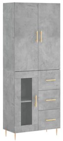 Credenza grigio cemento 69,5x34x180 cm in legno multistrato