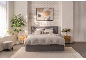 Letto matrimoniale imbottito grigio con contenitore, materasso e rete inclusi 160x200 cm Thessa Bold – Bonami Selection