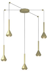 Lampadario Moderno Aygo Metallo Ottone 5 Luci Gu10