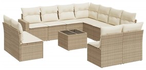 Set Divani da Giardino 12 pz con Cuscini Beige in Polyrattan