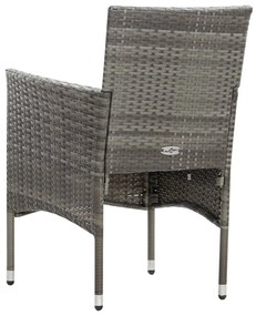 Set Divani da Giardino 4 pz con Cuscini in Polyrattan Grigio