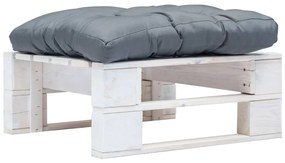 Ottomana Pallet Da Giardino Con Cuscino Grigio İn Legno Bianco /
