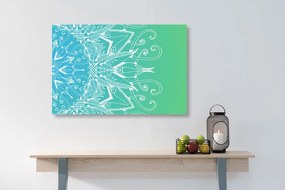 Quadro su tela – Mandala bianco su sfondo verde acqua