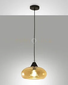 Ela sospensione ambra 1 luce in vetro struttura in metallo attacco ...