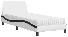 Letto con materasso bianco e nero 90x190 cm in similpelle