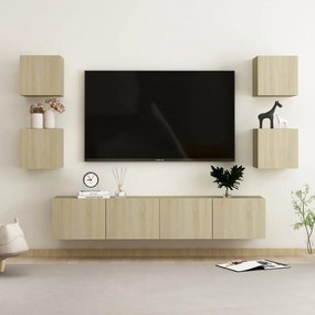 Set di mobili tv 6 pz rovere sonoma in legno multistrato