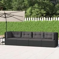 Set Divani da Giardino 4 pz con Cuscini Nero in Polyrattancod mxl 95473