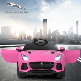 Costway Macchina Jaguar F-type SVR 12 V per bambini con telecomando, Macchina a batterie con musica e storie Rosa