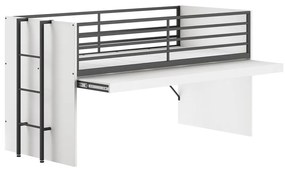 Letto da bambini rialzato bianco con rete inclusa 90x200 cm Sam – Vipack