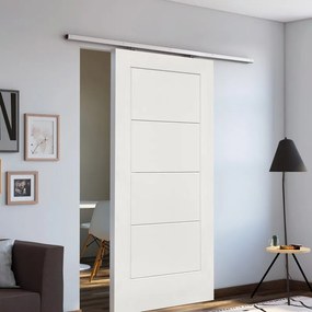 Porta scorrevole reversibile Bent in mdf bianco, L 93 x H 215 cm, con binario Belem