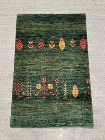 Loribaft Tappeto 90x60 Verde (Iran) Annodato A Mano