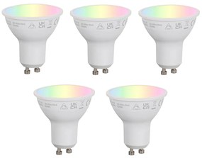 Set di 5 Lampadina LED dimmerabile Smart GU10 50mm Opal RGBW 4.7W 400lm 2700-6500K