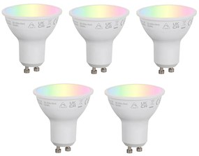Set di 5 lampadine LED intelligenti GU10 50mm dimmerabili opale RGBW 4.7W 400 lm 2700-6500K Zigbee