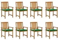 Sedie da Giardino con Cuscini 8 pz in Legno Massello di Acacia cod mxl 6878