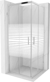Mexen Rio cabina doccia quadrata 80 x 80 cm, strisce bianche, cromo - 860-080-080-01-20