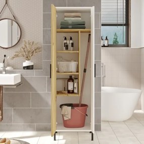 Colonna Bagno Multiuso Con Vano Portascope 50x36x165H Rovere E Bianco Daisy