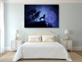 Quadro su tela – Lupo alla luna piena