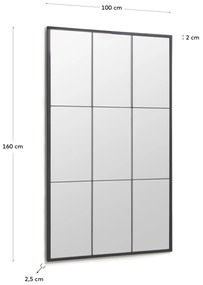 Kave Home - Specchio da terra Ulrica in metallo nero 100 x 160 cm