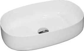 Lavabo da appoggio Eklettica semicircolare in ceramica senza foro L68XP35XH15 cm bianco opaco