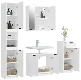 Set di mobili da bagno 4 pz bianco in legno multistrato