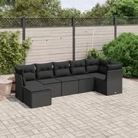 Set Divani da Giardino con Cuscini 7pz Nero Polyrattan 3263191