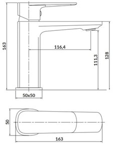 Cersanit S951-390 - Rubinetto del lavandino LARGA 16,3 cm nero