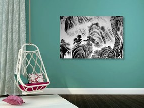 Stampa su tela – Pittura di paesaggio cinese in bianco e nero