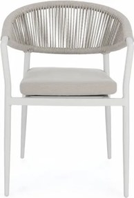 Sedia Da Esterno Impilabile Con Braccioli In Alluminio E Corda Millor Bianco JA61 Bizzotto