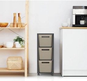 Scaffale mobile in plastica nero/beige 30x77 cm Brisen - Rotho