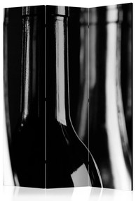 Paravento design Bottiglie di vino - bottiglia di vino in bianco e nero