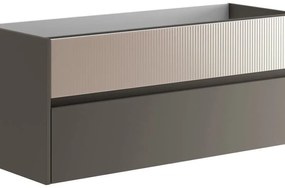 Mobile da bagno sospeso sotto lavabo L 119.5 x H 50 x P 45.5 cm grigio laccato opaco, 2 cassetti VISOBATH Niwa