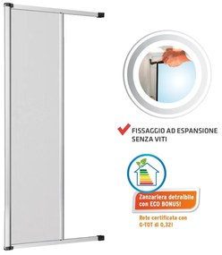Zanzariera avvolgibile MEDAL Bazar SunScreen per portafinestra L 160 x H 250 cm bianco reversibile riducibile