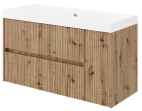 Mobile sottolavabo e lavabo Portofino per vasca centrale rovere oro in mdf L 100 x H 50.5 x P 40 cm, 1 anta 2 cassetti