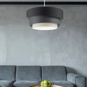 Lampadario Moderno Sbieca bianco paralume antracite e bianco sporco e grigio scuro E27 Ø58cm
