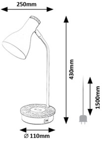 Rabalux 74001 - Lampada da tavolo touch dimmerabile MOSLEY 1xE14/25W/230V