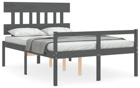 Letto per Anziani con Testiera Grigio Double in Legno Massello